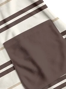 PopScrub Casual Minimalist Brown Striped Scrub Uniform Top - Multicolor - View 5