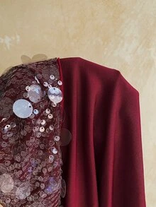 Ure Wave Women's Solid Color Cowl Neck Patchwork Sequin Sexy Fashion 2 In 1 Halter Top - Burgundy - View 7