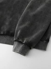 BATMAN X SHEIN Manfinity Roghcode Áo nỉ nam dáng rộng phong cách tối giản retro, thời trang đường phố trẻ trung INS, mặc thường ngày, phù hợp đi chơi - màu đen - Xem 5