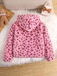 SHEIN 少女厚款蝴蝶結連帽拉鍊外套，保暖內裡，秋冬款 - 彩色 - 查看 7