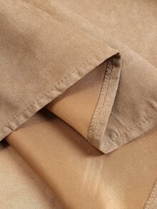 Weeklong Women's Plus Size Autumn/Winter Casual Asymmetrical Shoulder Long Sleeve Suede-Like Fabric Loose Shirt - Khaki - View 6