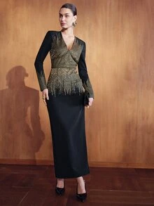 MOTF PREMIUM LONG SLEEVE WAIST-CINCHING VERSATILE DRESS FOR VACATION - Black - View 5