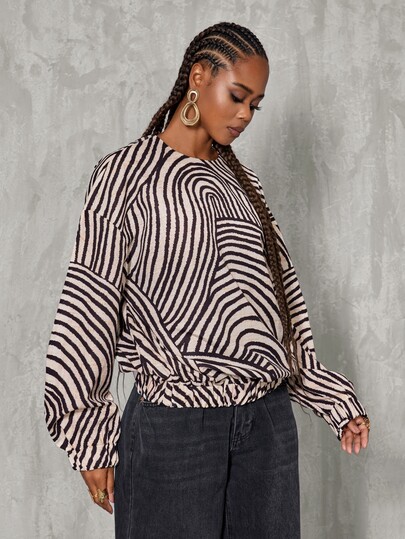 BamGlimmer Autumn New Zebra Print Women's Top, Round Neck Long Sleeve Pullover, Suitable For Daily Wear, Shopping, Vacation Travel, Commuting, Related Planning Task Order PPP2026100043, Estimated Launch Date 2026-10-15, Series BamGlim