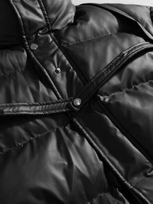ROMWE MEN Men's Dark Structure High Street Padded Coat - Black - View 3