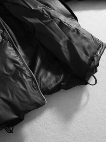 ROMWE MEN Men's Dark Structure High Street Padded Coat - Black - View 10