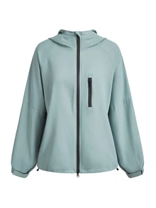 SHEIN BASICS Women's Solid Color Long Sleeve Hooded Jacket And Pants Casual Daily Sports Set - Mint Green - View 9