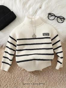 Cozy Pixies Young Boy Casual Comfortable Kids Daily Versatile Striped Autumn Winter Sweater - Multicolor - View 3