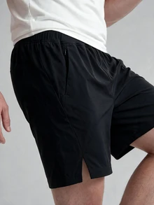 TekDrob UV Protection & Water Repellent Sporty Shorts With Front Slits, A Slant Pockets And 1 Zipper Pocket - Black - View 6