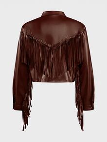 FeverCity Men's Collared Long Sleeve Short Jacket And Outerwear - Brown - View 5
