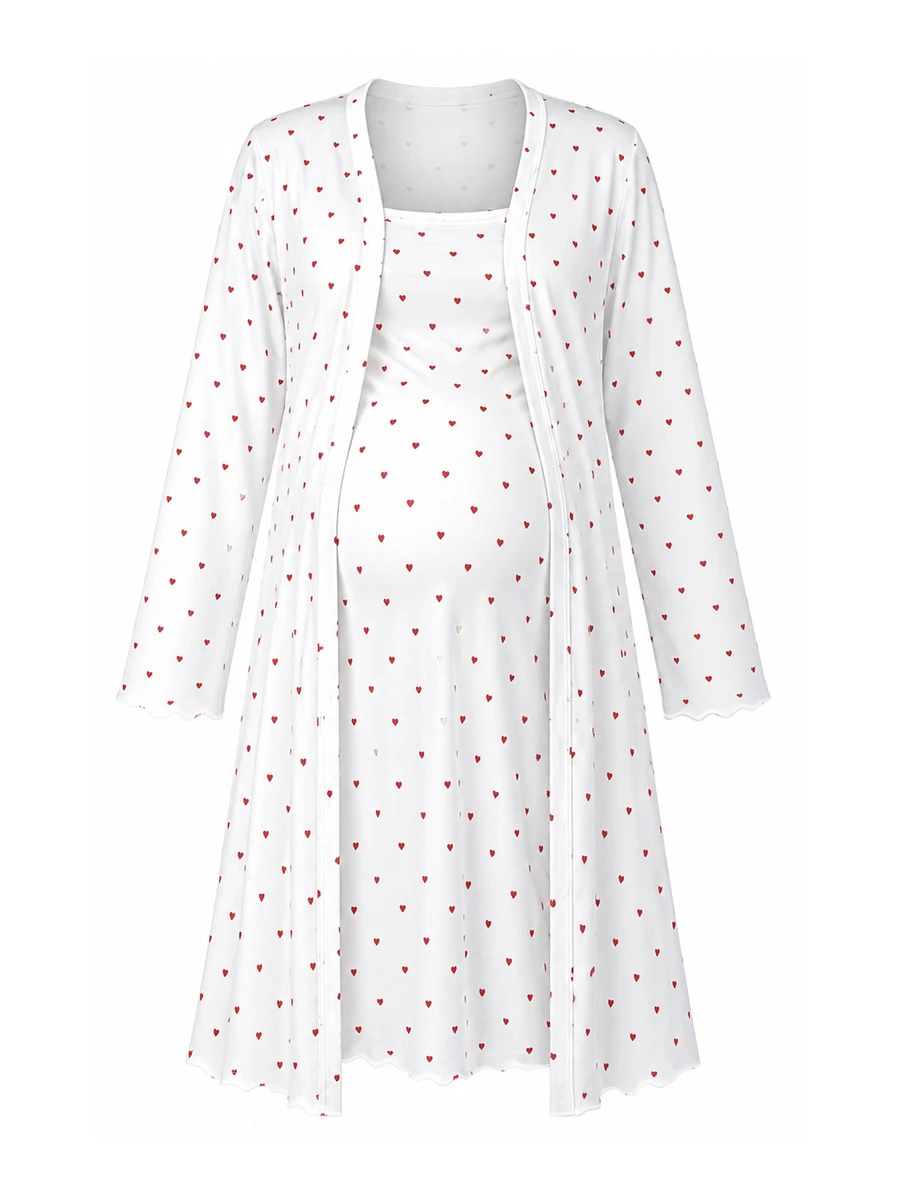 Moonlight&Mama Ins Heart Camisole Dress + Soft Comfortable Maternity Nightgown - Multicolor - View 1