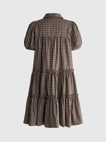 Sweetness Women's Autumn/Winter Casual Plaid Peter Pan Collar A-Line Mid-Length Dress - Multicolor - View 2
