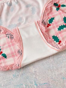 Elorette 7pc Pink Multi-Color Lace Patchwork High Elasticity Knitted Texture Comfortable Daily Plus Size Panties - Multicolor - View 6