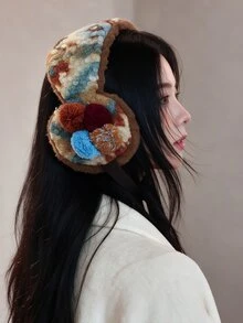 DAZY Women's Korean Style Winter Warm Plush Earmuffs, Face-Slimming Versatile Fashion Cold-Proof Accessory - Coffee Brown - View 3