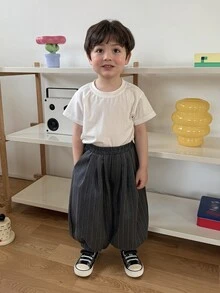Dazy Kids Young Boy Elastic Waist Striped Pocket Cuffed Pants - Grey - View 7
