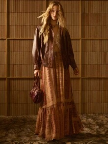 MOTF STUDIO WOMEN'S AUTUMN/WINTER OVERSIZED UMBRELLA HEM FULL PRINT LONG SKIRT - Multicolor - View 7