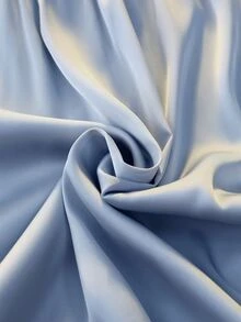 DelicateAllure فستان نوم بيجامة ساتان دانتيل متباين الألوان فاخر للمنزل - أزرق فاتح اللون - مشاهدة 3