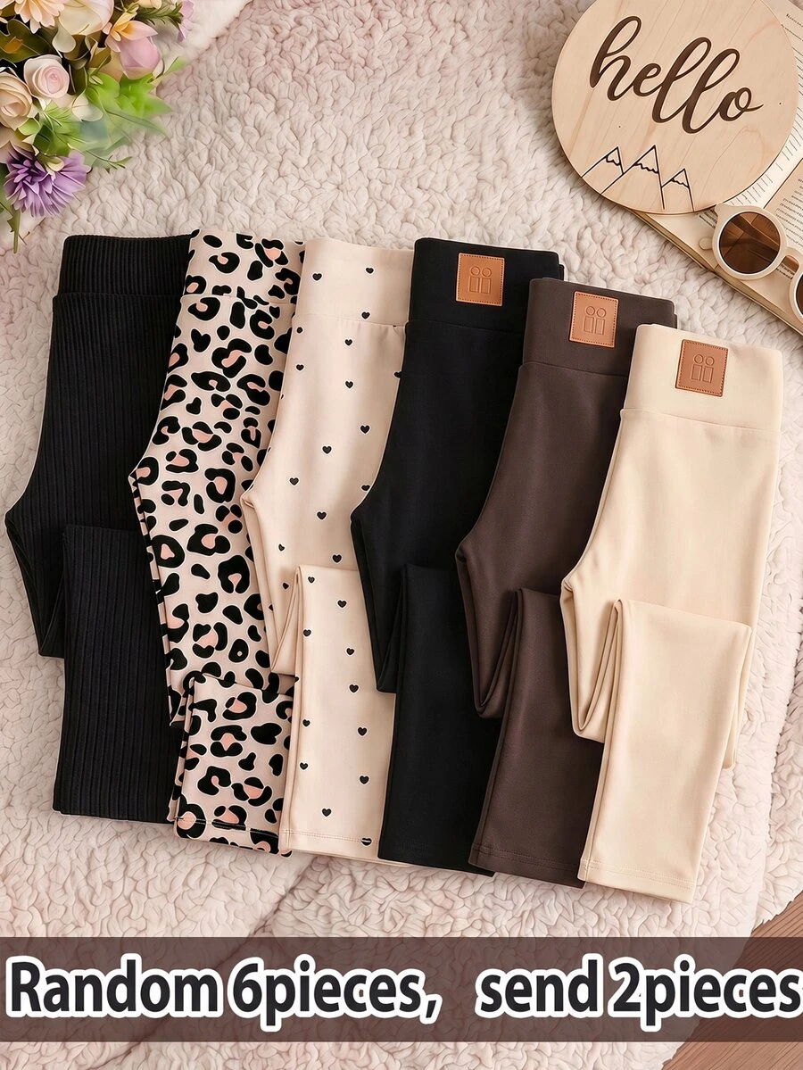 SHEIN 女童秋冬加厚內裡打底褲 買1送2 百搭休閒保暖內襯長褲 - 彩色 - 查看 1
