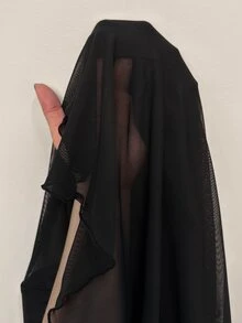 GalTyme فستان سهرة أنيق بمقاس كبير مع خصر مشدود وأكمام طويلة - الأسود - مشاهدة 7