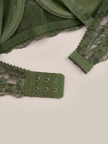 Bralution 可調式肩帶蕾絲鋼圈內衣 - 軍綠色 - 查看 5