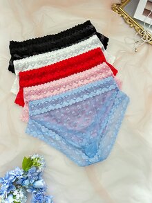 SHEIN Plus Size Women Sexy Panties Triangle Briefs 5pcs Set - Multicolor - View 2