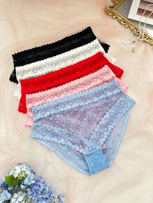 SHEIN Plus Size Women Sexy Panties Triangle Briefs 5pcs Set - Multicolor - View 5