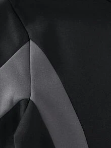 SHEIN 2件組青少年男孩拼色時尚休閒酷感舒適套頭帽顯衛衣搭配寬腿錐形長褲，精緻小印花圖案，挺括面料，適合運動休閒與街頭穿搭，春秋冬季 - 黑色 - 查看 4