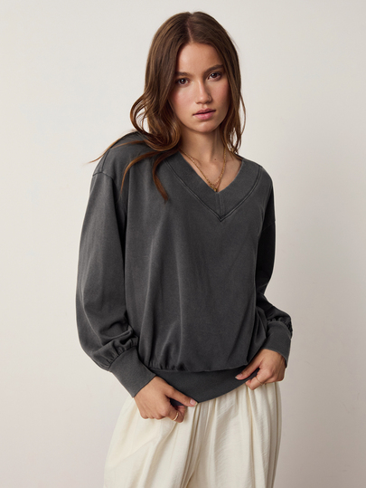 Willow Rêve Women's Solid Color Casual Versatile Daily Long Sleeve Sweater