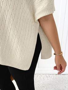 Shapeblank Women's Plus-Size Autumn/Winter Elegant Baggy, Casual, Loose, Pullover Sweater Grey Half-Length Sleeves, Outfits Birthday Vacation Evening Top Women - White - View 8