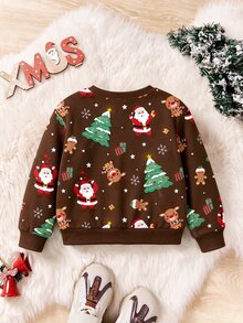 Young Boy Casual Versatile Solid Color Long Sleeve Crew Neck Sweatshirt - Multicolor - View 4