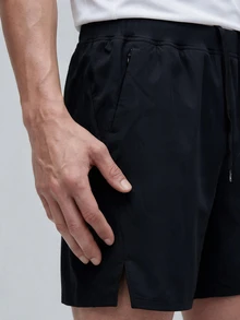 TekDrob UV Protection & Water Repellent Sporty Shorts With Front Slits, A Slant Pockets And 1 Zipper Pocket - Black - View 7