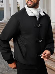 Manfinity Homme Men's Colorblock Casual Daily Wear Long Sleeve Jacket - Black - View 6