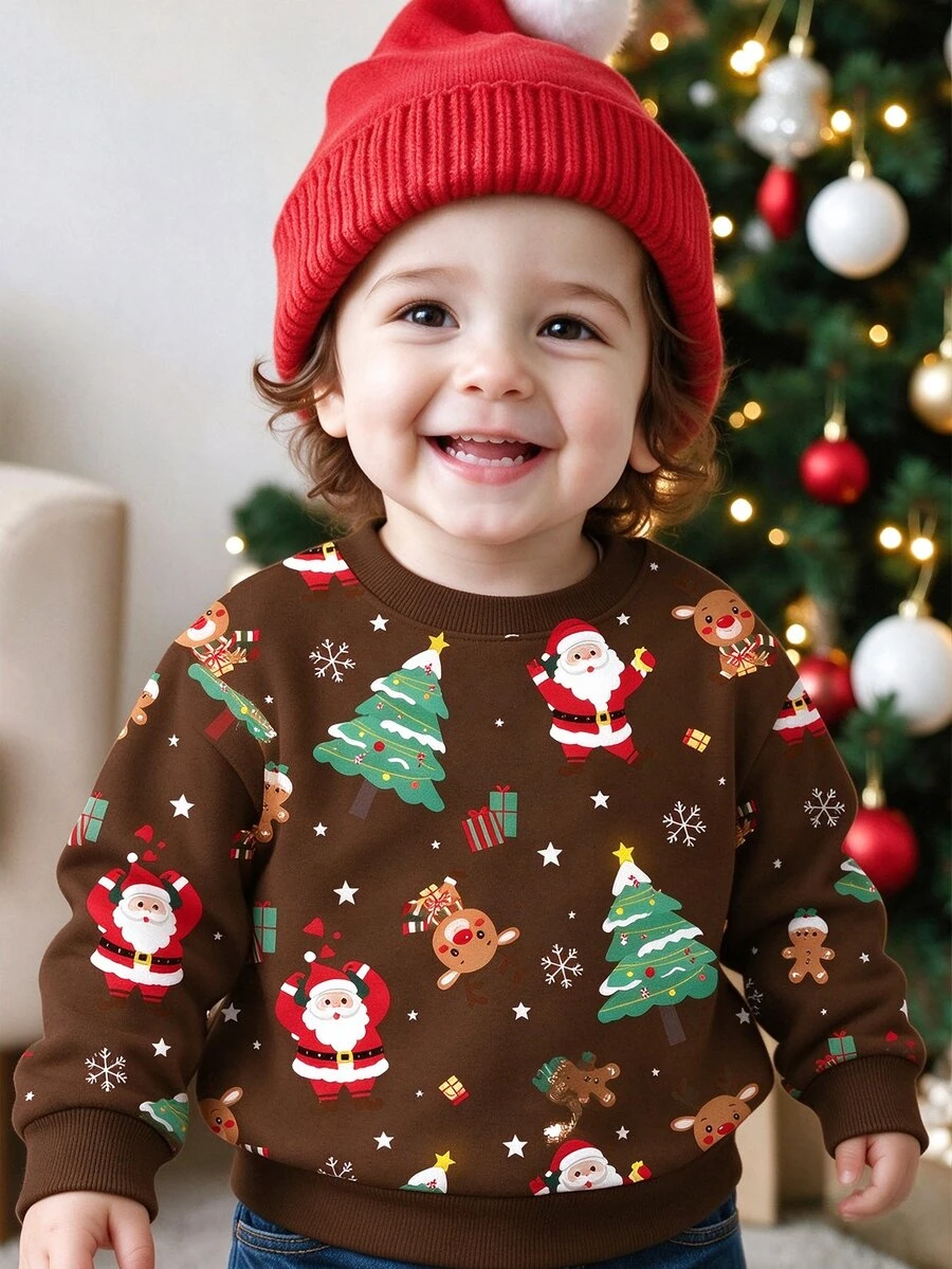 Young Boy Casual Versatile Solid Color Long Sleeve Crew Neck Sweatshirt - Multicolor - View 1