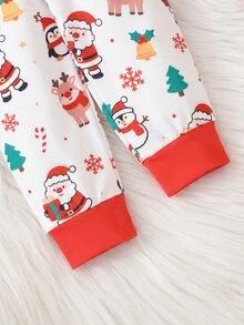 Cozy Pixies 2件組女嬰休閒日常舒適聖誕紅聖誕老人印花圖案貼身款 - 彩色 - 查看 8
