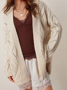 Willow Rêve Women's Cream Jacquard Knit Long Cardigan - Cream - View 4