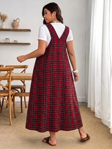 Enliva Plus-Size Women's Fashionable And Versatile Plaid Pocket Dress, Holiday Style Apple,Rounded Body - Multicolor - View 6