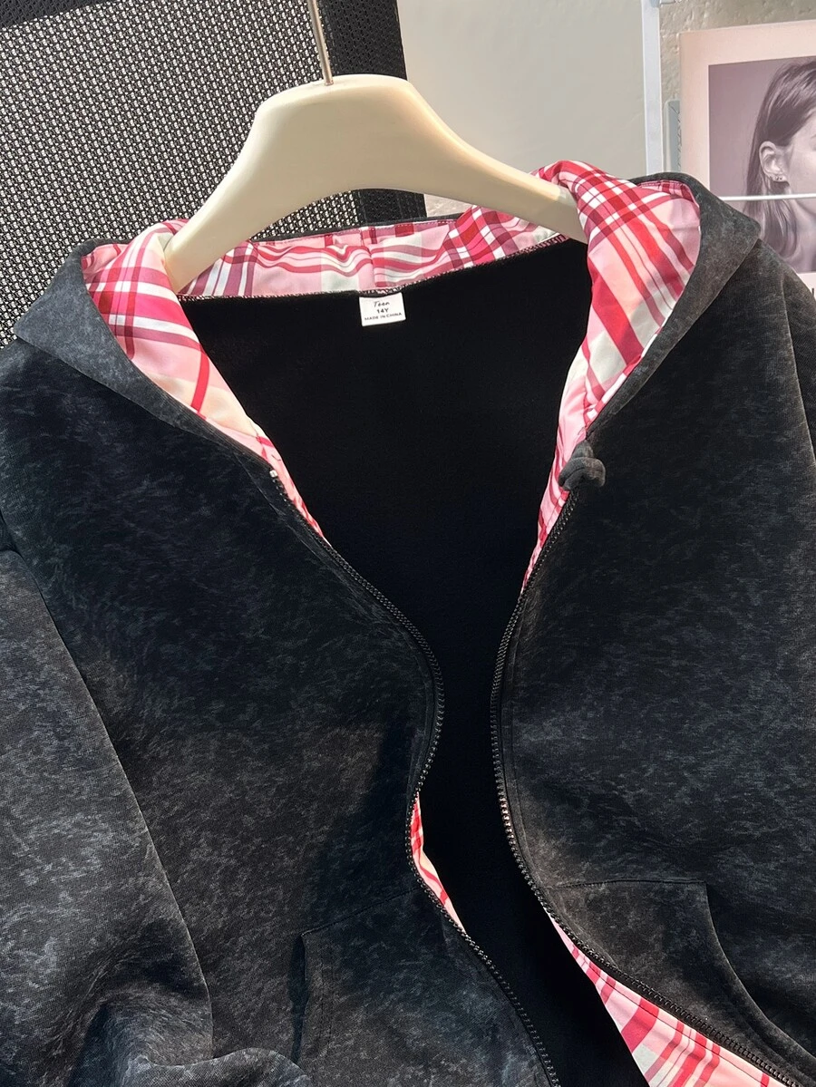 SHEIN 青少年女孩 Y2K 休閒街頭風連帽衛衣外套 2000年代風格 返校季女款秋季海灘畢業季白色夾克 - 彩色 - 查看 1