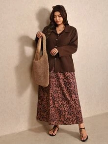 Elaquor Plus Size Leopard Print Cami Dress With Button-Up Jacket 2 Pieces Set - Multicolor - View 6