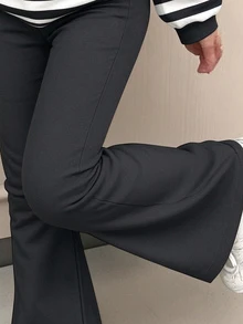 青少年女孩休閒極簡時尚經典黑白條紋、可愛亮面紋理櫻桃、黑色圓領落肩衛衣與修身寬腿長褲2件套，適合秋冬舒適秋季與冬季風格，Y2K、復古 - 白色 - 查看 7