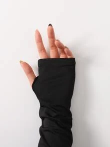 SHEIN Tween女孩黑色針織立領拉鍊修身休閒運動套裝，附側口袋緊身褲，運動套裝、大學風套裝、慢跑套裝 - 黑色 - 查看 7