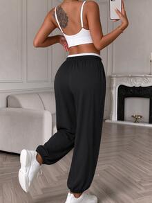 Celisse Women's Casual Sports Jogger Pants - Black - View 2