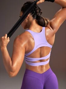 Powerista Women's Minimalist Cropped Sports Bra For Yoga And Fitness - Mauve Purple - View 4