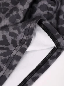 SHEIN 青少年女孩休閒寬鬆純色長袖圓領上衣與喇叭褲兩件套服裝，Teena 健身運動黑色秋季穿搭 - 灰色 - 查看 4