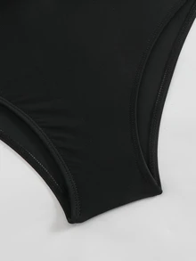 Livesso Women's Solid Color Side Drawstring Swim Skirt Shorts For Beach Vacation - Black - View 6