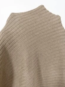 Solflare New Fall/Winter Plus Size Black 3 PiecesWarm Comfy Stretch Rib Knit Jacket, Vest & Leggings Set For Home, Work, Dates, School & Outings - Khaki - View 5