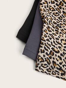 SHEIN EZwear 3-Piece Women's Solid Color And Leopard Print Fashion Strapless Tops - Multicolor - View 7