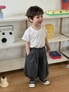 Dazy Kids Young Boy Elastic Waist Striped Pocket Cuffed Pants - Grey - View 5