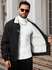 Manfinity Homme Men's Colorblock Casual Daily Wear Long Sleeve Jacket - Black - View 1