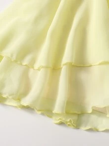 Tween Girl Pale Yellow Halter Tie Waist Dress - Yellow - View 13