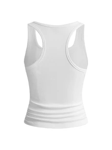 ROMWE Women's Retro New Chinese Style Leopard Chinese & English Print All-Match Tank Top, Versatile - White - View 2