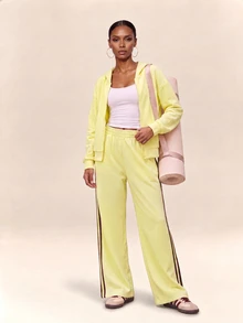 Zivah Women's Solid Color Hooded Jacket And Long Pants Casual Daily Sports Set - Yellow - View 7